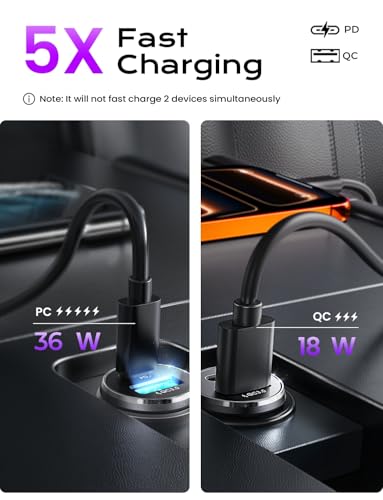 LISEN Car Charger USB C, 69W Cigarette Lighter USB Charger - Product Imagery