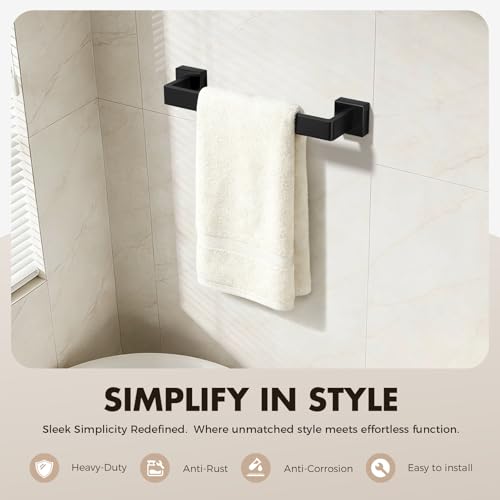 5-Pieces Matte Black Bathroom Accessories Set, 16 Inch Bath - Product Imagery