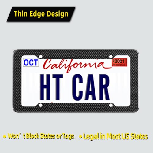 Carbon Fiber License Plate Frame, Glossy Waterproof Plastic - Product Imagery