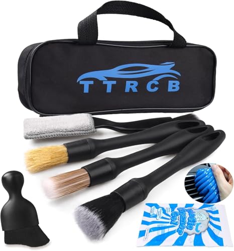 7PCS Car Detailing Brush Set, Ultra Soft Boars Hair Car Interior - Product Imagery