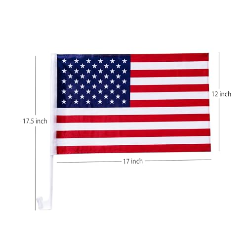 Pack of 2 US American Car Flag with Window Clip 17" x 12" - Product Imagery