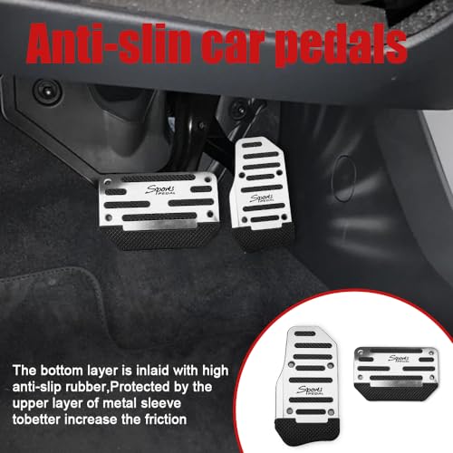 2PCS Non-Slip Car Pedal Covers, Premium Aluminum Alloy Gas and - Product Imagery