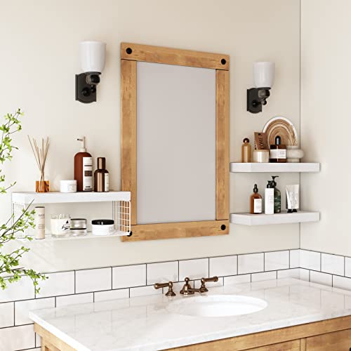 QEEIG Bathroom Shelves Over Toilet Wall Mounted (White, Set of - Product Imagery