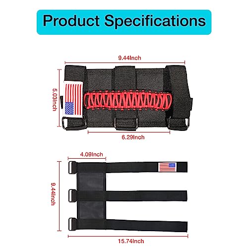GAIZON 4 Pack Grab Handles Paracord Roll Bar for Jeep Wrangler - Product Imagery