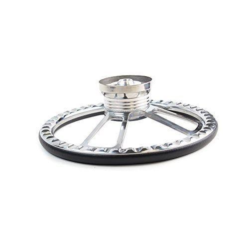 Boat Steering Wheel 14 Inch Aluminum With Red Vinyl Half Wrap, - Product Imagery