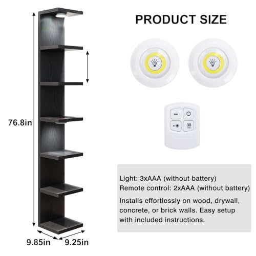 Fixwal 7 Tier Wall Shelf with LED Lights Lack Shelf for Room - Product Imagery