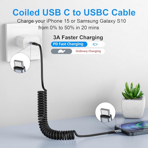 USB C Cable 3ft 2Pack USB C to USB C Charger Cable for Car, - Product Imagery
