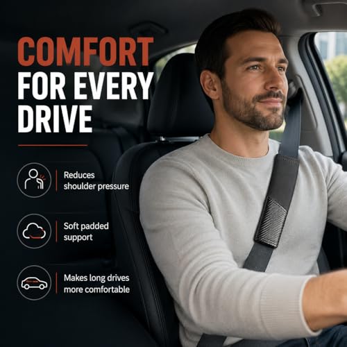2 PCS Car Seat Belt Cover Pads - Seatbelt Covers with Carbon - Product Imagery