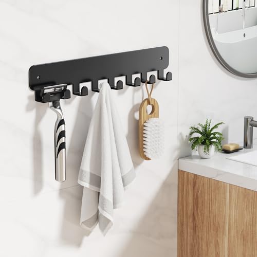 pickpiff Key Holder Wall Mount, Adhesive Key Rack with 8 Hooks - Product Imagery