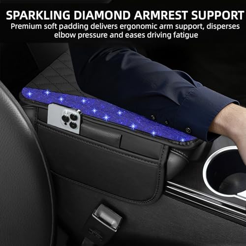 NBTEPEM Bling Car Center Console Cover, Leather Arm Rest Cover - Product Imagery