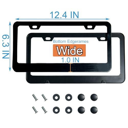 2PCS Matte Black License Plate Frames, 2 Holes Solid Rust-Proof - Product Imagery