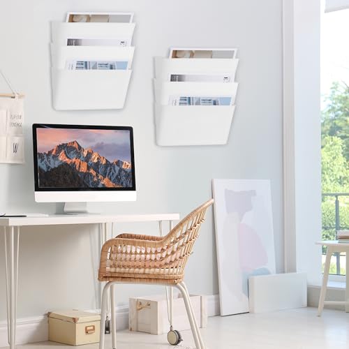 EASEPRES 6 Pack White Plastic Single Pocket Hanging File - Product Imagery