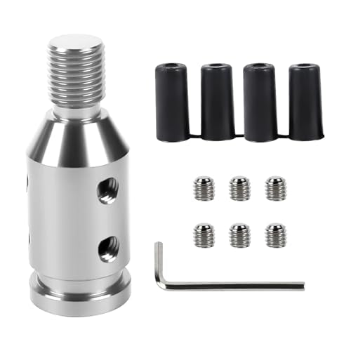 M12x1.25 Gear Shift Knob Adapter, with 4-Size Hoses (Silver) - Product Imagery