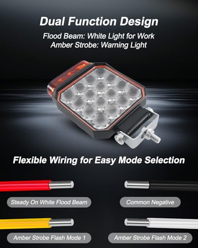 4 Inch LED Strobe Light, Amber Emergency Warning Flashing Work - Product Imagery