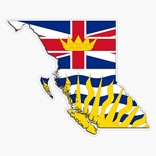 British Columbia Flag Map Sticker Bumper Sticker Vinyl Decal 5" - Product Imagery