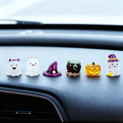 6PCS Halloween Car Dashboard Decorations, Luminous Cute Ghost - Product Imagery