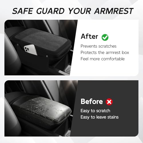 SINGARO Center Console Cover with 2 Side Pockets, Plush-Lined - Product Imagery