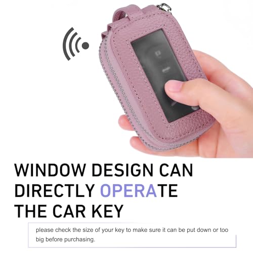 Car Key Fob Case, Double Leather Organizer, Clear Window Key - Product Imagery