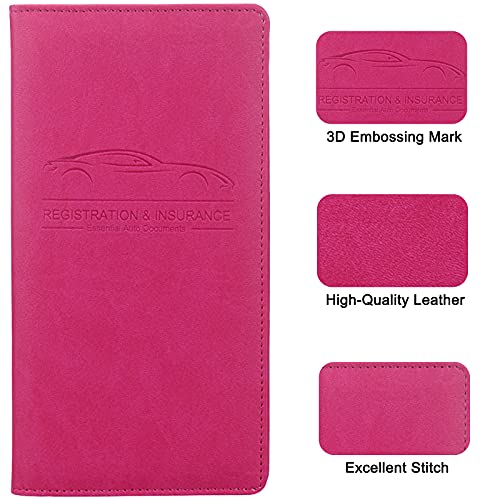LumiMokki Premium Car Registration & Insurance Card Holder, Rose - Product Imagery