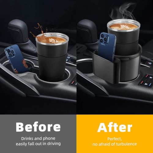 TYKOR Car Cup Holder Expander with Adjustable Base, Fits Bottles - Product Imagery