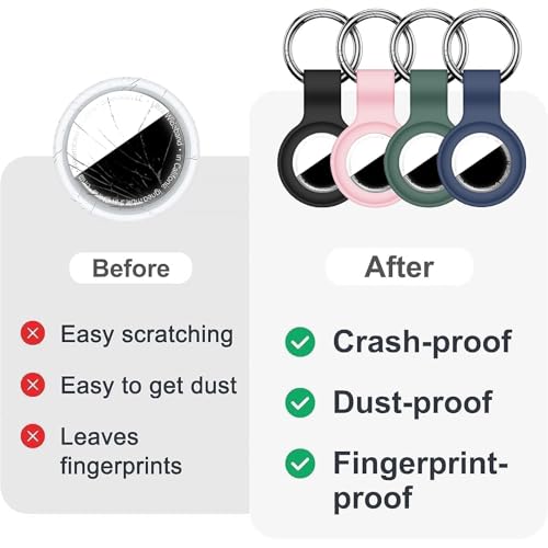 Linsaner 4 Pack Silicone Holder for AirTag 2nd & 1st Gen, - Product Imagery