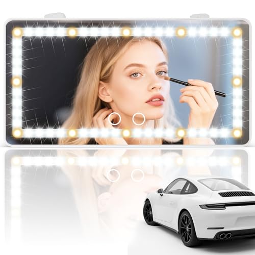 SINGARO Car Sun Visor Vanity Mirror - Rechargeable Makeup Mirror - Product Imagery