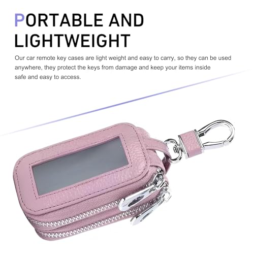 Car Key Fob Case, Double Leather Organizer, Clear Window Key - Product Imagery