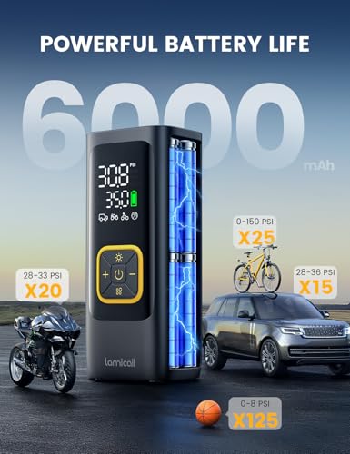 Lamicall Car Tire Inflator Portable Air Compressor, 4X Faster, - Product Imagery