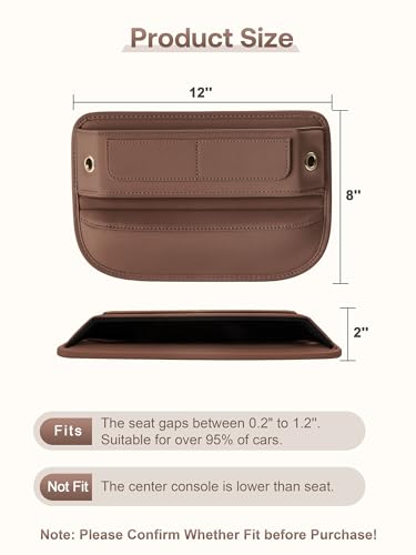 Universal Fit Premium Leather Car Seat Gap Filler Organizer, - Product Imagery