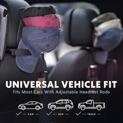 Headrest Hat Holder for Cars & Trucks, Holds 5 Caps - Product Imagery