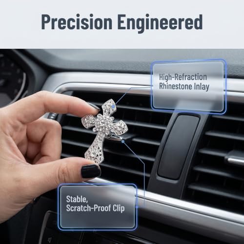Bling Car Air Vent Clip, Crystal Cross Rhinestone Vent Trim Clips - Product Imagery