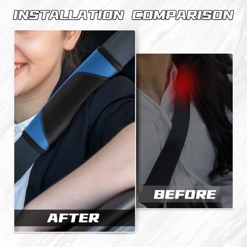 2PCS Car Seat Belt Cover Pads, Seatbelt Shoulder Cushion (Blue) - Product Imagery
