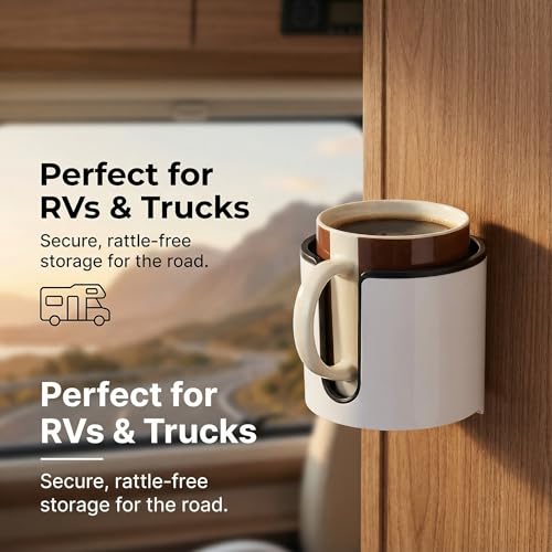Wall Mounted Cup Holder,Large Size for Cups,Mugs and Cans.(White) - Product Imagery