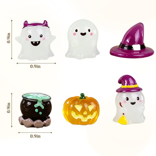 6PCS Halloween Car Dashboard Decorations, Luminous Cute Ghost - Product Imagery