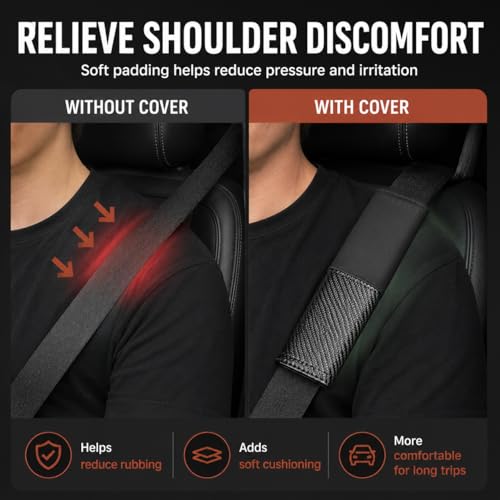 2 PCS Car Seat Belt Cover Pads - Seatbelt Covers with Carbon - Product Imagery