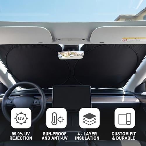 Windshield Sun Shade, Foldable Sun Visor for Front Window with - Product Imagery