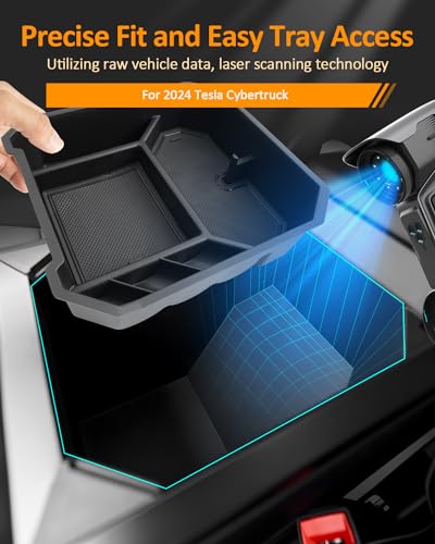 CDEFG for 2024 Tesla Cybertruck Center Console Organizer Tray - Product Imagery