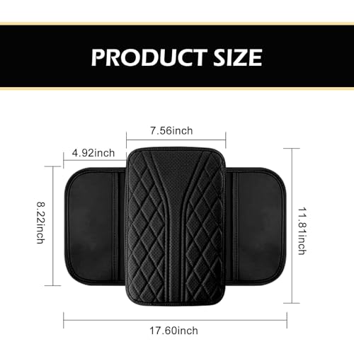 Car Center Console Cover, Leather Vehicle Armrest Protector - Product Imagery