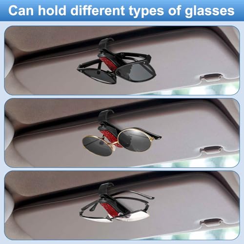 HARFINGTON 2 Pcs Bling Rhinestone Car Sunglass Holder, Car - Product Imagery