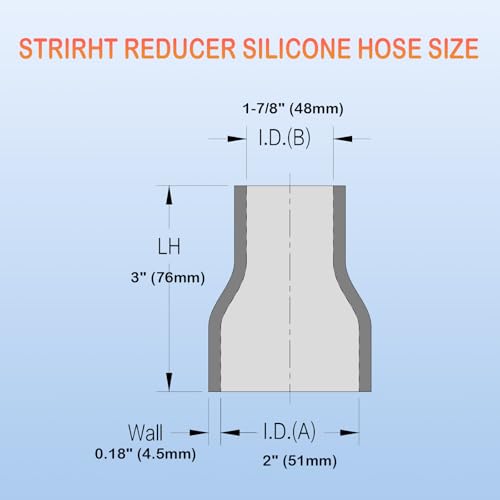 Automotive Silicone Tubing, ID 1-7/8" to 2" (48mm-51mm) Straight - Product Imagery