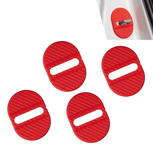 4PCS Car Door Lock Latches Cover, Carbon Fiber Car Door Lock - Product Imagery