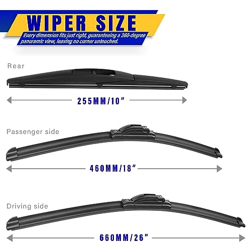 3 Wipers Fits Honda HRV HR-V 2016-2022 Wiper Blades - Product Imagery