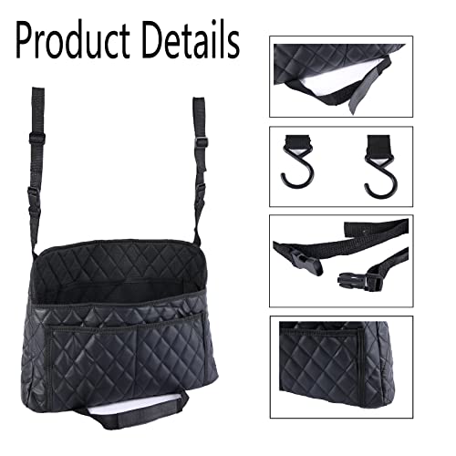 Modern Minimalist Car Seat Storage Bag - Black Faux Leather - Product Imagery