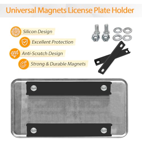 4 Pack License Plate Magnet, Premium Rubber Coated Magnetic - Product Imagery