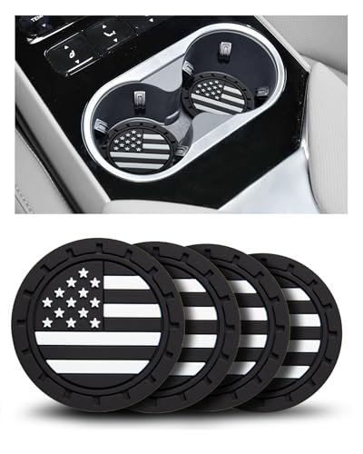 Car Cup Holder Coasters 4 Pack - American Flag 2.75 Inch Anti - Product Imagery
