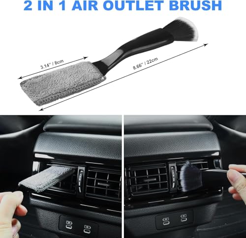 7PCS Car Detailing Brush Set, Ultra Soft Boars Hair Car Interior - Product Imagery