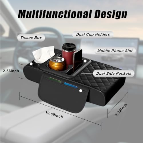 Upgraded 5 in 1 Car Center Console Cover, Leather Car Armrest - Product Imagery