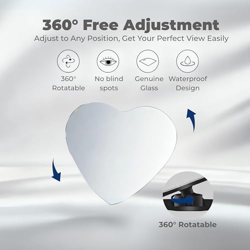 2 pcs Blind Spot Mirrors, 2" Heart Shaped HD Glass Convex 360° - Product Imagery