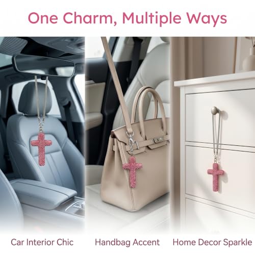 Bling Cross Car Hanging Accessories, Crystal Rhinestone Cross - Product Imagery