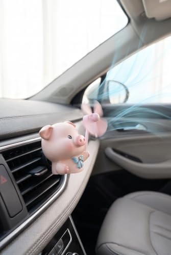 Cute Car Air Vent Clip, Piggy Spinning Fan Ornament, 3D Animal - Product Imagery